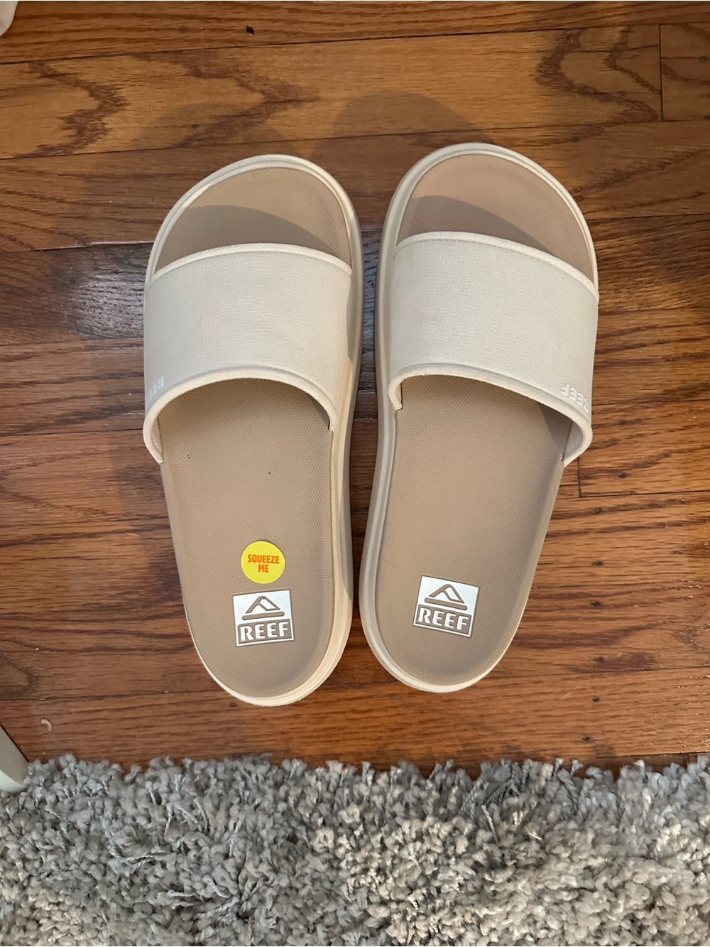 Reef Slide Sandals in Beige and Tan